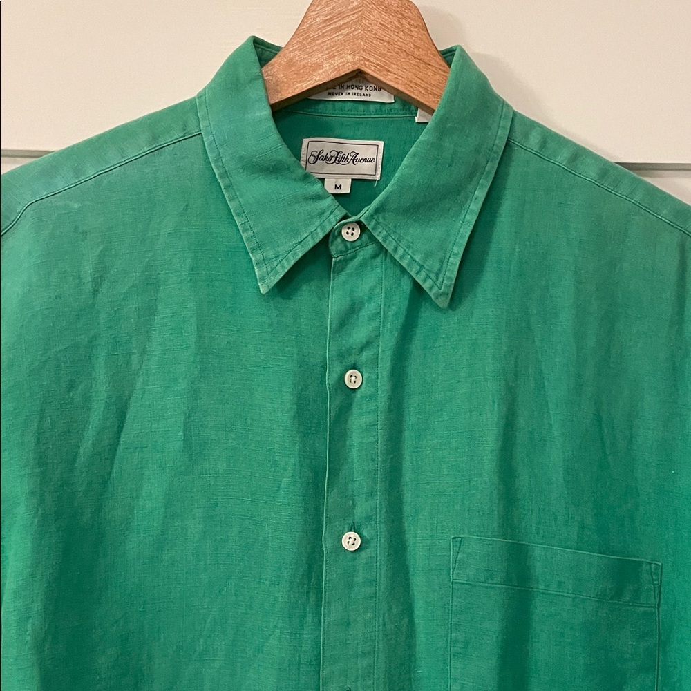 Vintage Saks Fifth Avenue Emerald Green Button-Down Shirt
